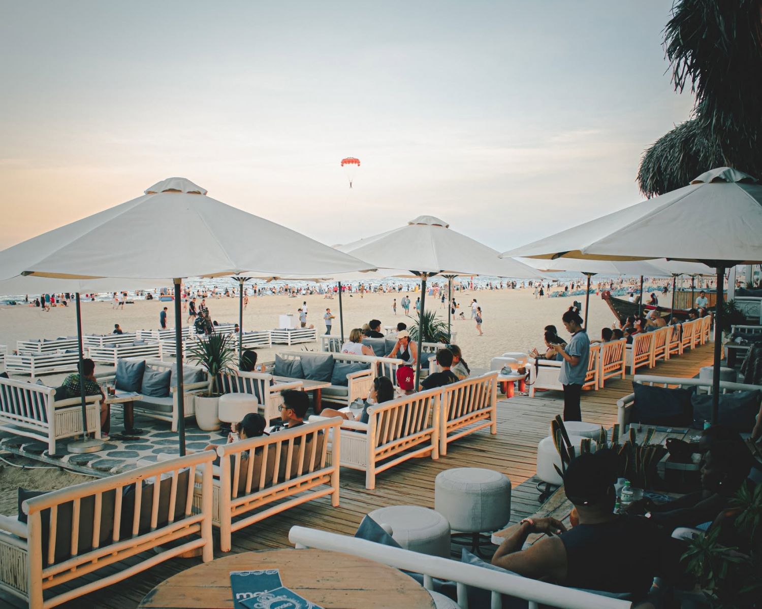 Enjoy coffee and chill with the sunrise Da nang view at the Da Nang sightseeing spot Maia Beach Bar.